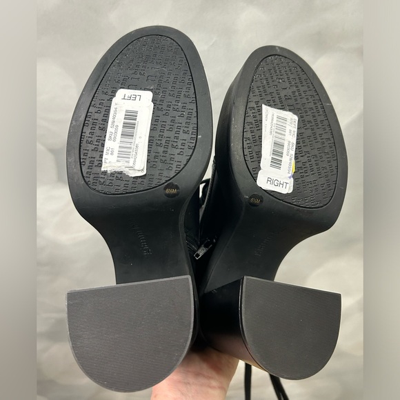 NWOB GB (Gianni Bini) Suzie Leather Lace-up Black Sole Chunky Heel Boot size 6.5 - Picture 8 of 8